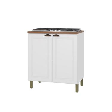 Imagem de Balcão Para Cozinha 80cm 2 Portas Com Tampo Firenze Branco Indekes