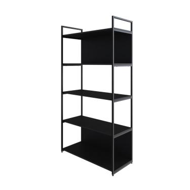 Imagem de Estante C/05 Prateleiras 152x80x33cm C/fundo Yon Preto Tx/est.preta Preto Tx/est.preta