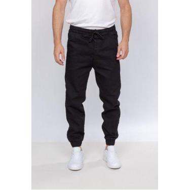 Imagem de Calça Jogger Jeans Slim Elastano Estilosa - 4 Azes, Preto, G