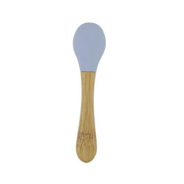 Imagem de Colher de Silicone e Bambu Azul para Bebê Azul - CLINGO