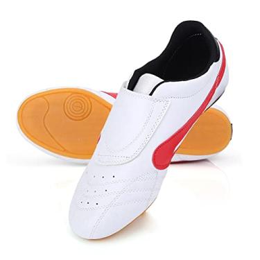Imagem de Taekwondo Boxing Kung Fu Sapatos de alta qualidade Couro pu PU leve não deslize Oxford Oxford Sole Artes Marciais Treinando calçados para homens Mulheres crianças Branco Tamanho (40)