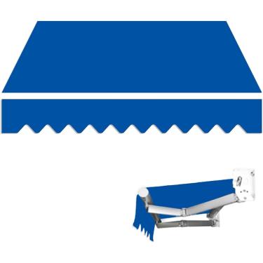 Imagem de Substituição De Toldo De Pátio Retrátil Manual Diy Toldo De Pátio Retrátil Gazebo Cobertura De Dossel Ao Ar Livre Abrigo De Sombra Solar Para Varanda De Deck De Quintal, Blue, 6x4m (20x13ft)