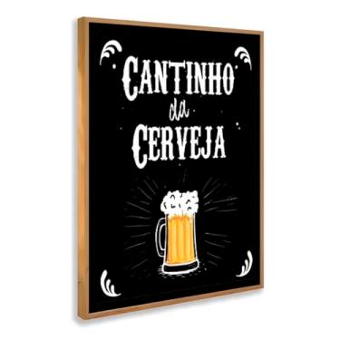 Imagem de Quadro Decorativo Cantinho da Cerveja Com Moldura Bar Churrasco Bebida Cervejeira Criativo Preto Frase Divertido Masculino Cozinha Garagem