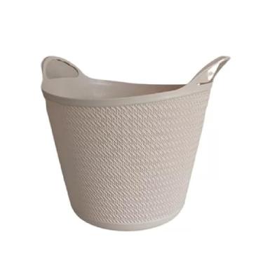 Imagem de Cesto Balde Flexivel De Roupa Suja Para Lavandeira E Organizar Roupas 26 L(bege)