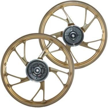 Imagem de Par de rodas de alumínio liga leve freio a tambor CG150 Fan Titan ES K