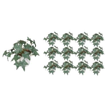 Imagem de ESSMOKO 12 vasos de videira de batata doce, planta artificial em vaso pequeno para decoração interna de escritório e sala de estar, planta artificial decorativa realista, 14 cm - verde escuro