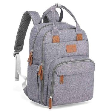 Imagem de Mochila Maternidade Kyara Cinza Claro - Laço Bebê