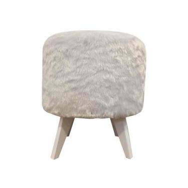 Imagem de Puff Pé Palito Redondo Não É Segredo Astracan Pelúcia Branco