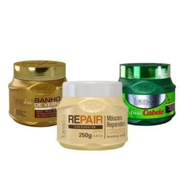 Imagem de Forever Liss Máscaras Verniz 250g + Force Repair 250g + Cresce Cabelo 
