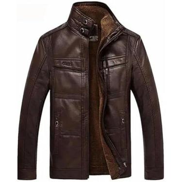 Imagem de Casacos De Couro Casacos Masculinos Casacos De Pu Jaquetas De Inverno De Negócios Masculinas, Dark Coffee, 3XL