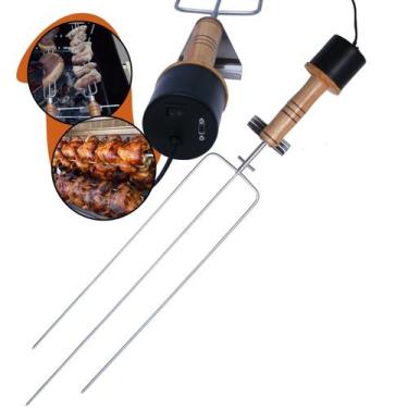 Imagem de Espeto Elétrico Aço Inox Giratório Rotativo Bivolt para Churrasco com 