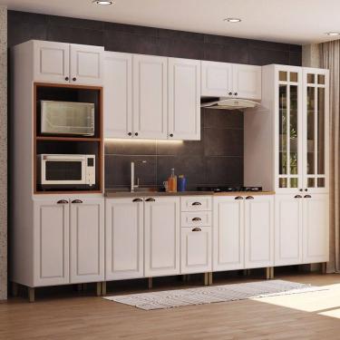 Imagem de Cozinha Completa Firenze 18 Portas 2 Gavetas com Vidro 6171.102 Branco - Indékes