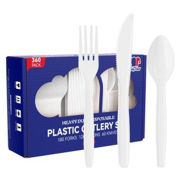Imagem de Conjunto de talheres de plástico JOLLY CHEF 360 Pack branco descartáve