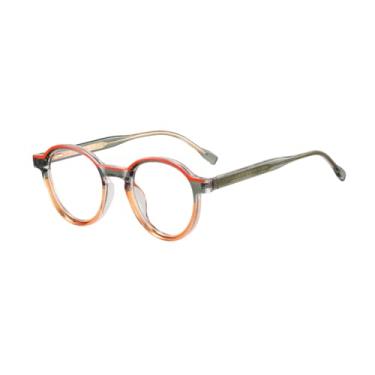 Imagem de Óculos de sol com bloqueio de luz azul, armação redonda masculina e feminina retrô (marrom transparente, leopardo)