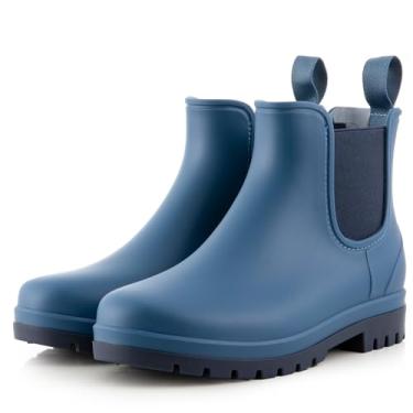 Imagem de planone Botas de chuva curtas femininas ortopédicas de largura larga modernas à prova d'água Chelsea para uso ao ar livre, sapatos de jardim, botas de tornozelo para mulheres, antiderrapante, para
