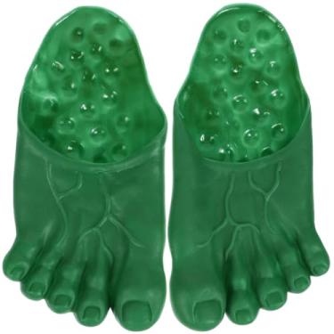 Imagem de Traje Pés Patas Chinelos De Pés Gigantes Slide Do Playset Trajes Engraçados Do Dia Das Bruxas Ternos De Festa De Halloween Pés Chinelos Verdes Mãos Vestuário Brinquedo