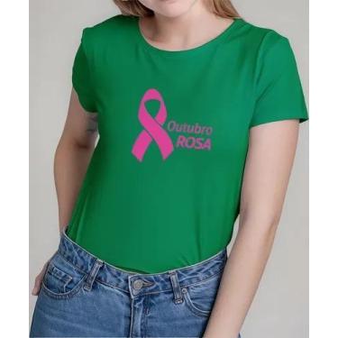 Imagem de  Camiseta Camisa Algodão Feminina Masculina  Campanha Outubro Rosa Pre