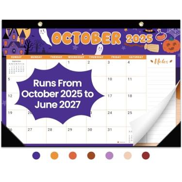 Imagem de Calendário de mesa 2025-2026, calendário de 21 meses de outubro de 2025 a junho de 2027 - grande 43 x 30 cm, calendário mensal de mesa/parede para escola em casa ou escritório - festival de aquarela