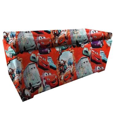 Imagem de Bau puff 80 organizador porta treco brinquedos sapatos infantil multiuso Carros	