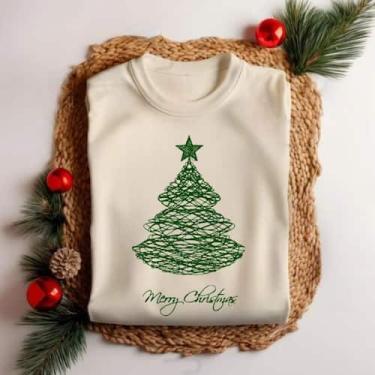 Imagem de Camiseta Unissex Natal Árvore Brilhante Festa Personalizada Elegante E