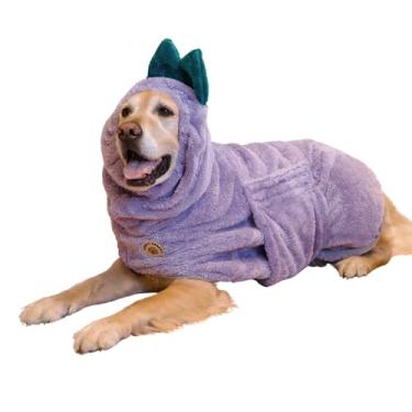 Imagem de Derpy Chappy Toalha de banho premium para cães, roupão de microfibra absorvente para cães e gatos pequenos, médios e extragrandes, toalhas de secagem rápida para animais de estimação após banho, banho, piscina ou praia (P, lavanda)