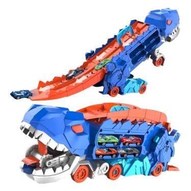 Imagem de Caminhão Cegonha T-rex Transporte Pista 2 Carrinhos Maleta - GEEK TREK