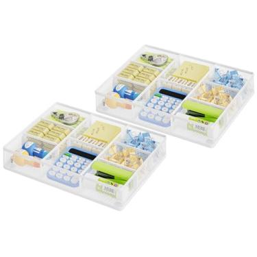 Imagem de Marbrasse Organizador de gaveta de mesa 2P, bandeja organizadora de gaveta de malha de metal com 5 compartimentos ajustáveis, organizadores de mesa e acessórios para casa, escritório, cozinha