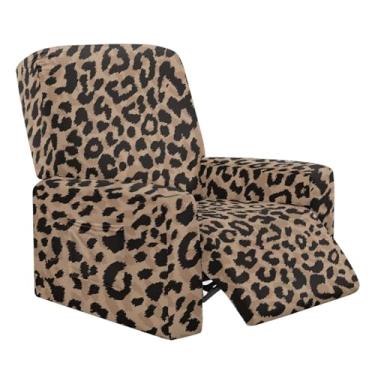 Imagem de Horeset Capas de cadeira reclinável com estampa de leopardo com bolso de armazenamento, capas para reclináveis para meninos preguiçosos, capa antiderrapante para sofá contra manchas contra animais de