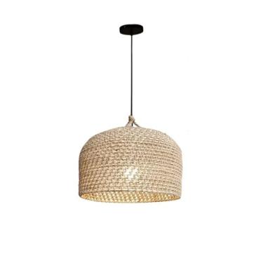 Imagem de Lustre de corda de cânhamo em V estilo asiático lâmpadas de vime feitas à mão sala de jantar sala de jantar cozinha luminárias simples, modernas