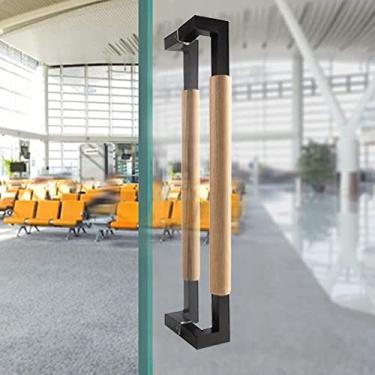 Imagem de Puxador de porta de vidro moderno para aeroporto/hotel, conjunto de maçanetas de madeira de montagem de dupla face, fácil de instalar, para porta de correr de celeiro/estilo 2/comprimento 80 cm/31,5