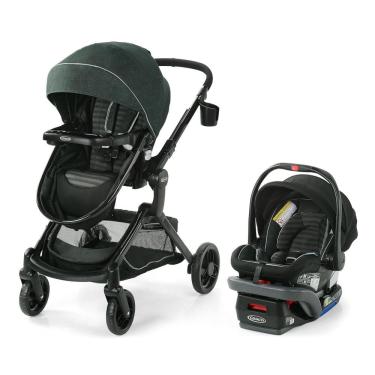 Imagem de Carrinho de Bebê Travel System 3 em 1 com Assento Reversível e Cesto de Armazenamento Extragrande Expansível, Graco Modes™ Nest DLX, Preto