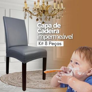 Imagem de Kit 8 Capas de Cadeira Impermeável - Cinza - OK Darling