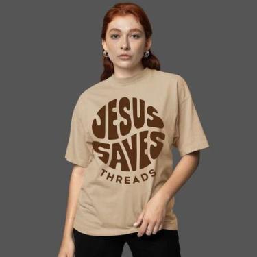 Imagem de Camiseta Oversized Feminina Estampa Evangelica Jesus Cristo Yeshua Leã