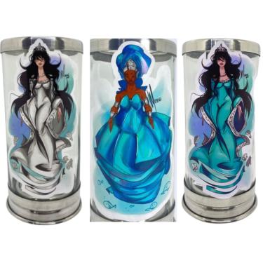 Imagem de Suporte Vela 7 Dias Iemanjá 18cm Umbanda Vidro-Escolha a Cor