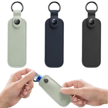 Imagem de Pacote com 3 capas de couro para pen drive, capas protetoras USB Stick para armazenamento e proteção
