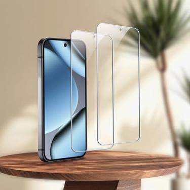 Imagem de Pacote com 2 películas de vidro temperado para Google Pixel 9 Pro XL/Pixel 10 Pro XL, dureza 9H, transparente, antiarranhões, sem bolhas