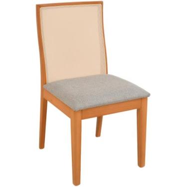 Imagem de Cadeira de Jantar Arizona Madeira Maciça Amendoa Tela Sling Bege Assen