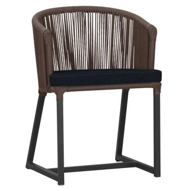 Imagem de Cadeira De Jantar Noronha Alumínio Preta E12 Trama  Marrom