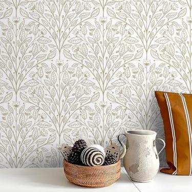 Imagem de Safiyya Papel de parede de papel de parede boho moderno bege em forma de leque 199.9 cm x 43.9 cm papel de contato descasque e cole papel de parede autoadesivo removível para quarto banheiro rolo de