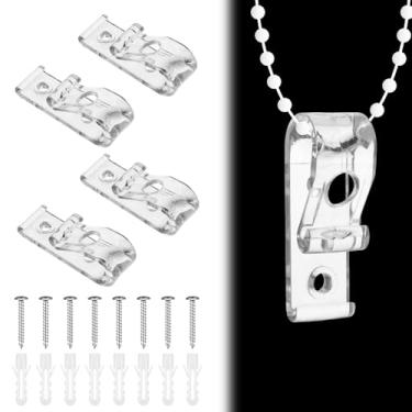 Imagem de Pacote com 4 unidades de cortina com clipe P, transparente, corrente de segurança e guia de cabo, suporte de cordão cego com parafusos, guia de cabos de retenção de corrente de segurança transparente