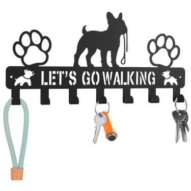 Imagem de BienBion Suporte de chave de parede e suporte de coleira de cachorro para parede, porta-chaves de metal com 7 ganchos para decoração de entrada/corredor/cozinha, organizador de parede com âncoras de