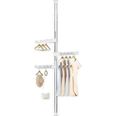 Imagem de Cabideiro Vertical Multiuso com 4 Braços, Branco, para Organização de Roupas e Acessórios