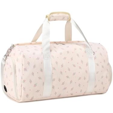 Imagem de Bolsa de dança infantil bolsa de ginástica para meninas e meninos, bolsa de balé esportiva com compartimentos para sapatos, bolsa de viagem para viagem de fim de semana, Flor rosa