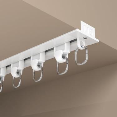 Imagem de Sistema de trilho de cortina embutido para tratamento de janela, alumínio branco (1,5 m)