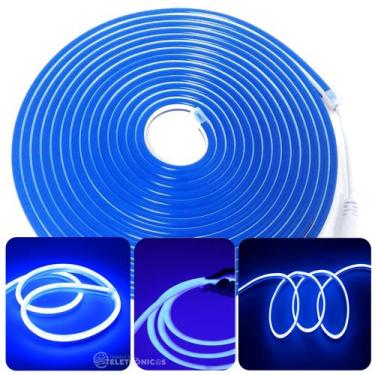 Imagem de Fita Tira LED Cor Azul Neon Luz Brilhante Baixo Consumo IP67 Uso Inter