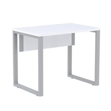 Imagem de Mesa Escritório P25 Tub Pandin 90 Cm (larg) Tampo Mdp Branco Pé Aço Tubular Cinza