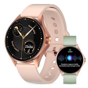 Imagem de Aurafit Smartwatch Feminino Relógio Inteligente com IA Chatgpt, 1.32’’ AMOLED,iOS Android, IP68 Água, Frequência Cardíaca, Monitor de Sono, 100 Esportes, 2 Pulseiras