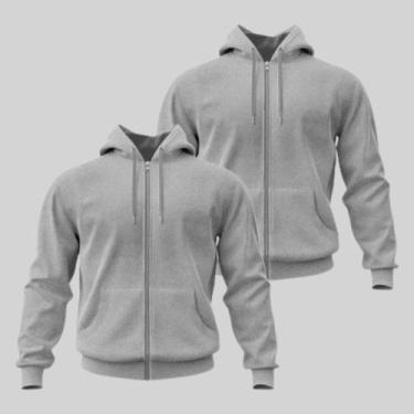 Imagem de Kit 3 Moletom Canguru Blusa De Frio Liso Flanelado Agasalho Zíper Fron