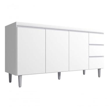 Imagem de Balcão Gabinete Multiuso P/cozinha Andreia 160cm Ajl Móveis Cor Branco