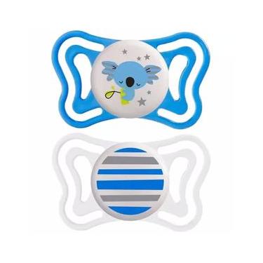 Imagem de Chupeta de Silicone Physio Light Lumi 6 a 16 meses Chicco Branco e Azul